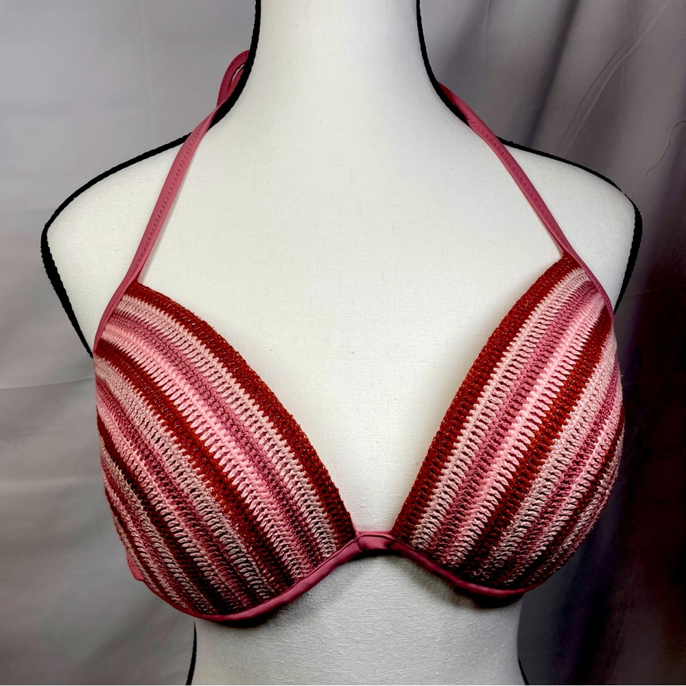 Shade & Shore Primose Pink Hues Bikini Crochet Underwire Bikini Top Size 38C